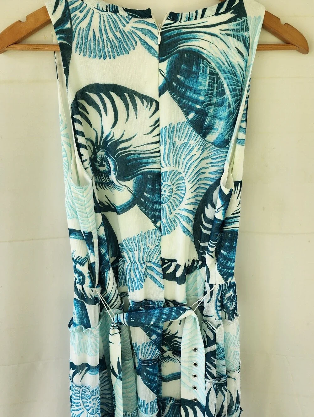 White House Black Market Teal and Aqua Shell-Print Maxi Dress